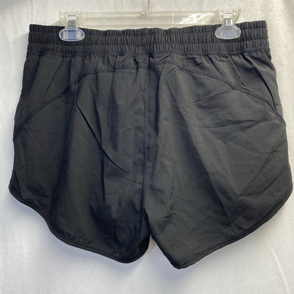 AFITNE Lined Elastic Waist Athletic Running Shorts Women Large Black Zip Pocket - Picture 2 of 14